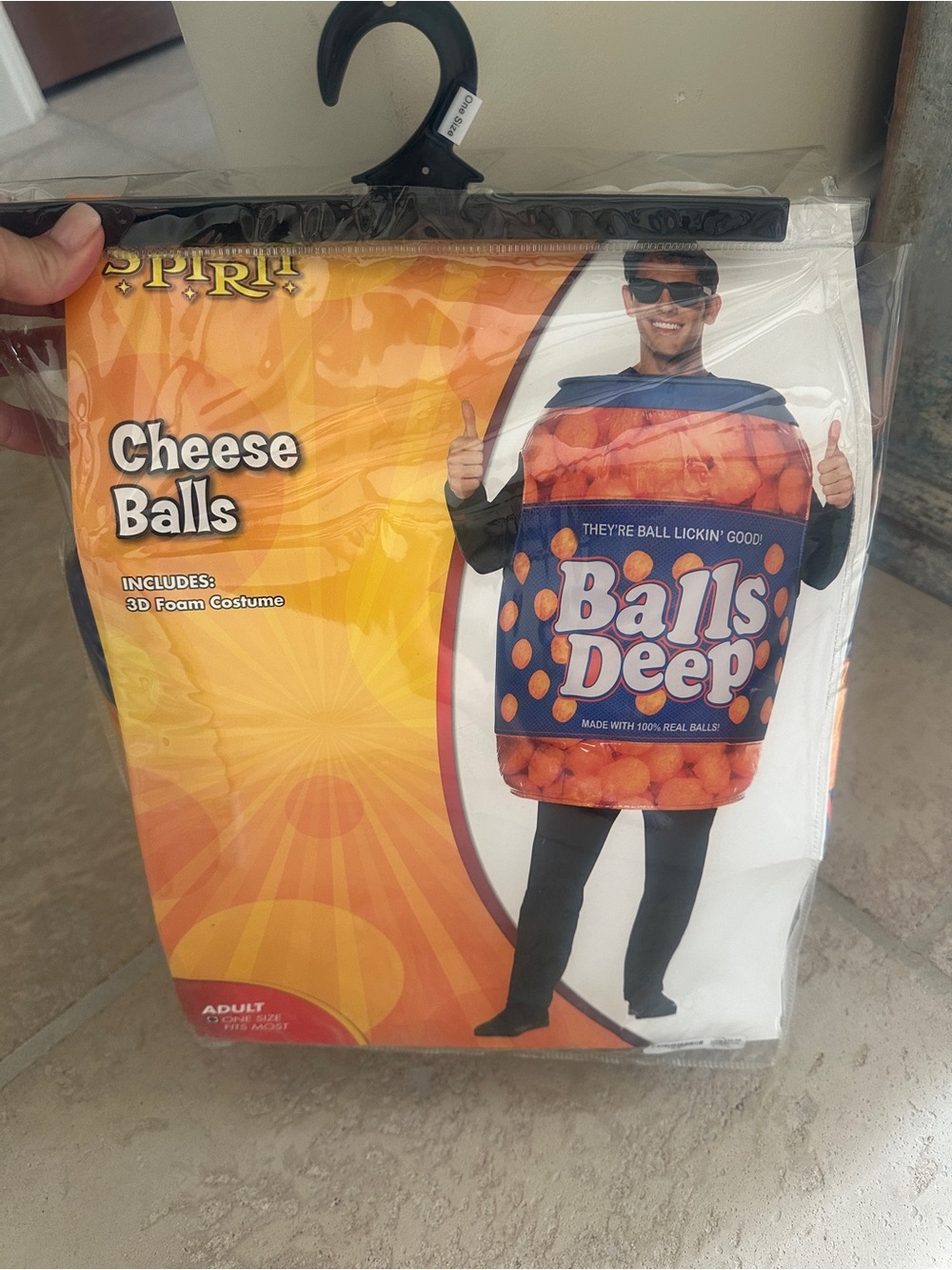 SPIRIT Halloween Adult/Men’s 3D Foam costume - Cheese Balls “Balls Deep” O/S